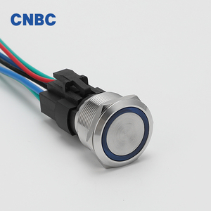 Hoge Stroom <span class=keywords><strong>20A</strong></span> 25Mm IP67 Waterdichte Momentary Zelfsluitende 1NO1NC Hoge Ronde Ring Ledmetal Drukknop Met 4Pins - Product Image 2