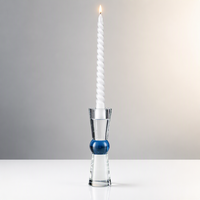 Porte-bougie en cristal bleu sphérique transparent, bougeoir à base ronde, support de bougie en cristal transparent, décoration moderne pour la maison, table à manger