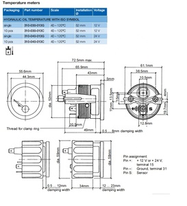 Manometro VDO Originale 310040013, Indicatore Temperatura Olio 310-040-013, 0-120 52mm 24v, Manometro per Motore Generatore 310-040-013 - Product Image 5