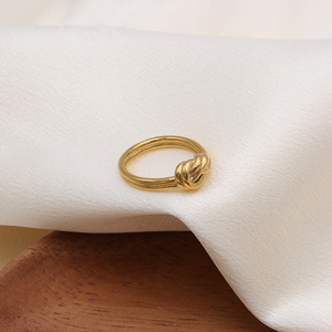 Trendy <b>Titanium</b> Steel Knotted Gold <b>Ring</b> For Women Simple Light Luxury Fashion Jewelry Gift Round Geometric Shape - Product Image 3