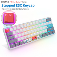 SKYLOONG TEMU SK61 GK61 60% 61 Tombol Keyboard Mekanik Switch Optik dengan Keycaps PBT Double Shot Coral Sea