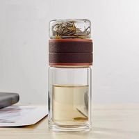 Bouteille d'eau en verre à double paroi avec infuseur à thé et manchon, modèle 2026, pour préparation de thé, produit écologique