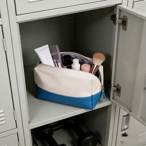 <b>Large</b> Capacity Minimalist Cosmetic Storage <b>Bag</b> Canvas Leather Pouch Organizer for Travel Business Trip - Product Image 4