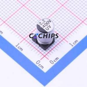 ตัวเก็บประจุแบบอิเล็กโทรไลต์อะลูมิเนียม SMD รุ่น UV2G2R2M0610, ขนาด D6.3xL10.2 มม. 2.2uF 20% 400V 6.3 มม. - Product Image 1