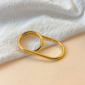 Waterproof Non Tarnish 2 Finger <b>Rings</b> 14k 18k PVD Gold Plated Fashion 316L Stainless Steel Double 2 Finger <b>Ring</b> for <b>Women</b> - Product Image 4