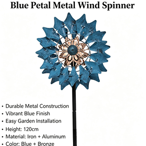 Sculpture Cinétique Solaire LED 3D en Métal pour Extérieur, Éolienne Moderne Étanche pour <span class=keywords><strong>Jardin</strong></span>, Décoration de Cour, Moulin à Vent Lumineux Coloré sur Sol - Product Image 5