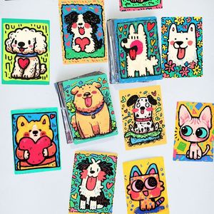 50 pezzi simpatici adesivi <span class=keywords><strong>murali</strong></span> in PVC per cani e <span class=keywords><strong>gatti</strong></span> artistici impermeabili illustrazioni cartoni animati dipinti decorativi a colori - Product Image 3