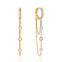 Boucles d'oreilles pendantes à chaîne en zircone J&D Jewelry, boucles d'oreilles créoles en acier inoxydable plaqué or 18 carats pour femmes