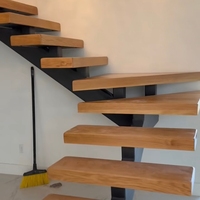 Escalier en colimaçon préfabriqué à poutre simple, sur mesure, marches en bois de chêne massif, escalier droit intérieur pour villa