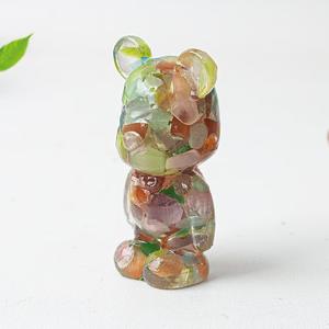 ตุ๊กตาหมีอีพ็อกซี่ประดับคริสตัลตาแมวหลากสีธรรมชาติขัดเงาทำมือ ของสะสม พลังบำบัด ของตกแต่งโต๊ะทำงาน ของขวัญ - Product Image 1