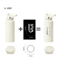 Bouteille isotherme à étiquette privée 32 oz en acier inoxydable avec revêtement en caoutchouc, couvercle à double ouverture, couleurs et emballage personnalisés