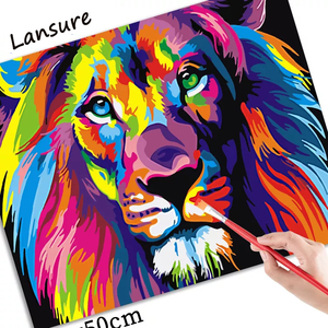 Pintura al óleo de tigre colorido moderno por números famosa pintura al óleo de animales coloridos <span class=keywords><strong>para</strong></span> adultos DIY por números - Product Image 2