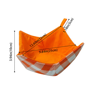 Bowl Cozy Microwave Safe Food Serving Bowl Holder For Camping Retro Design 8.5x8.5x3.5in Orange Checkered Pattern - Product Image 5