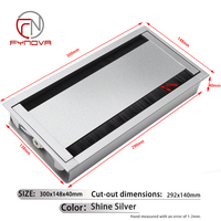 Organizador de Cables de Aluminio Abatible de Doble Cara con Doble Abertura para Accesorios de Muebles de Mesa de Conferencia
