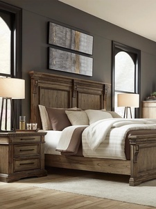 Letto Matrimoniale in Legno Massello Stile Rustico Americano Retrò Francese 1.8m/1.5m, Letto Intagliato di Alta Gamma per Camera da Letto Principale - Product Image 2