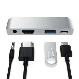 Notebook portátil ajustável dobrável ODM em 6 níveis para cima e para baixo, estação de acoplamento de suporte para laptop, doca 4 em 1, hub USB C duplo