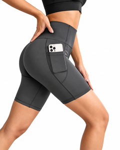 Active High Waist Yoga <b>Shorts</b> Pockets Solid Color Seamless Four-Way Stretch Spandex/Polyester Tummy Control <b>Shapewear</b> XXL - Product Image 1