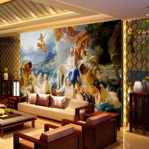 วอลเปเปอร์ภาพวาดสีน้ำมันสไตล์อาร์ตเดโคแบบวินเทจลายพระราชวังยุโรป ภาพนิ่ง ตกแต่งเพดานผนังบ้านและล็อบบี้โรงแรม - Product Image 6