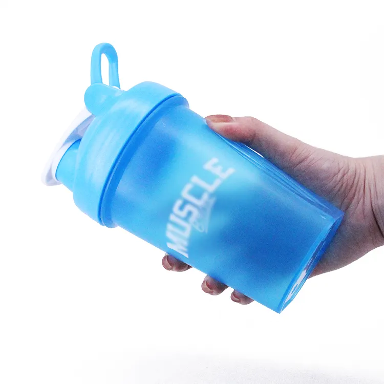 Ucuz fiyat 400Ml mor mavi gri Protein çalkalama kabı ile içme saklama kutusu su şişesi