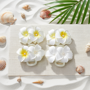 Fermaglio per capelli a forma di perla Frangipani bianco e giallo, 2 pezzi per colore - Product Image 3