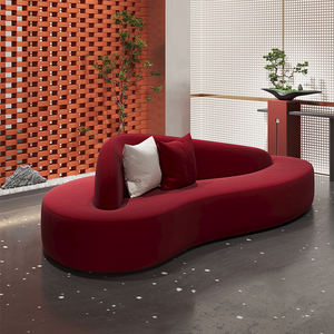 Sofá Curvo de Doble Cara en Tela Verde, Forma de Nube, para Área de Recepción, Diseño Minimalista, Muebles de Salón - Product Image 4