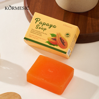 Jabón de Papaya KORMESIC 100g, Limpiador Facial, Elimina Granos, Manchas Oscuras, Aclarante, Hecho a Mano con Aceite Esencial de Jengibre, para Baño Corporal