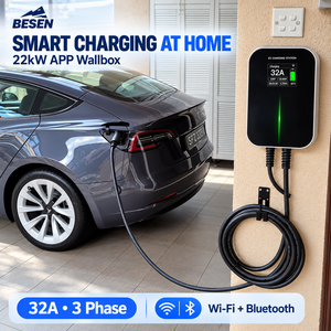 APP-Steuerung 220V-480V Elektrische Schnelllade-<span class=keywords><strong>Wallbox</strong></span> 7KW/ 11KW/ 22KW EV-Ladegerät Tesla-Schnittstelle Standard 32A Nennstrom Neu - Product Image 6