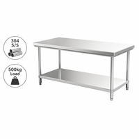 Plan de travail en acier inoxydable de qualité commerciale durable, double étagère, table de préparation en métal pour épicerie, laboratoire, garage