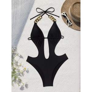 Traje de baño de una pieza sin espalda para mujer Strength Factory, azul y negro, transfronterizo - Product Image 5