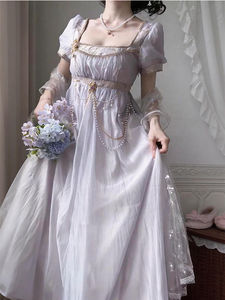 Robe Lolita violette unie, style rétro palais impérial, pour anniversaire, banquet, cérémonie adulte, é<span class=keywords><strong>l</strong></span>égante, magnifique et formelle - Product Image 2
