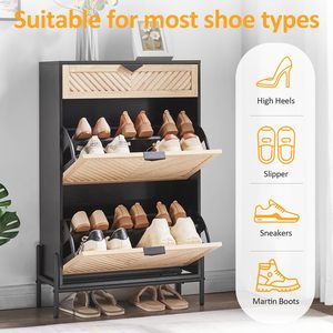 Mueble Zapatero <span class=keywords><strong>Estrecho</strong></span> y Oculto con 3 Cajones, Estilo Retro, para Entrada, con Almacenamiento Extraíble, de Lujo - Product Image 3