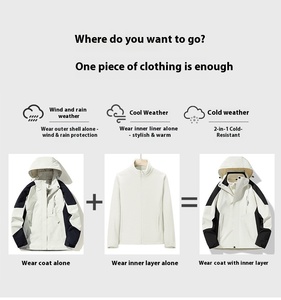 Wholesale New Winter Outdoor Waterproof Suits Men's Three in One Thick Warm Coats <b>Camping</b> <b>Windbreaker</b> Coat Hiking Windproof - Product Image 2