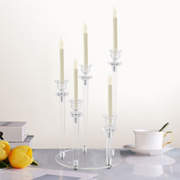 Chandeliers LED transparents en acrylique à 5 bras pour mariages, fêtes, décoration intérieure, centres de table, OEM Guangdong