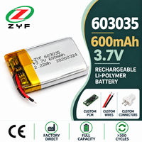 Batterie lithium-ion rechargeable en pochette certifiée CE 3,7 V 600 mAh 603035 pour mini caméra de sécurité et dispositif de surveillance sans fil
