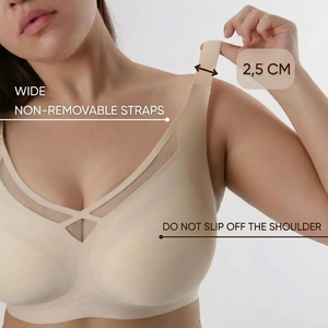 Reggiseno minimizzatore senza cuciture e senza ferretto, taglie forti, scollo a V profondo, <span class=keywords><strong>bralette</strong></span> confortevole <span class=keywords><strong>con</strong></span> supporto in gel, anti-cedimento, per seni grandi, coppa sottile modellata - Product Image 5