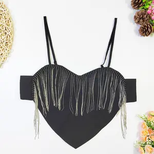 Girly fringe strap with a large backless heart-shaped sexy sexy underwear no breast cup girl group performance wrap chest