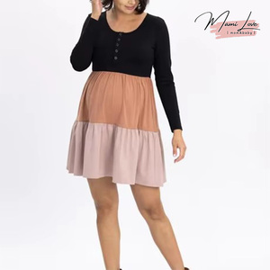 Robe d'allaitement colorée à manches longues et col en V, coupe trapèze, respirante, écologique, grande taille <span class=keywords><strong>pour</strong></span> femmes enceintes - Product Image 1