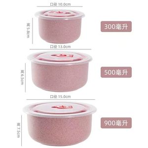 Wheat Straw Food Storage Bowls Set 3 Piece Round Clip On Lids Microwave Safe Refrigerator Safe Home Use - Product Image 2