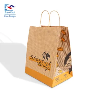 Food Packaging Bags Kraft Paper Bag For Fast Food Take Away Delivery Bag Food
