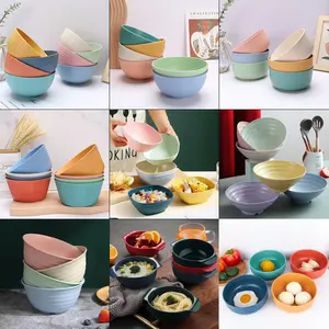 Home Salad Creative Vertical 17cm Pickle Cereal Bowl Gift Wheat Straw Rice Bowl