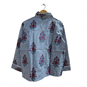 Floral Print Men's Long Sleeve Pajama Set 100% Cotton Satin Fabric Casual Sleepwear Spring Season Woven Pattern <b>gift</b> for her - Product Image 3