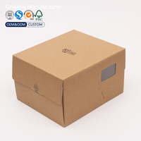 Boîte à gâteau personnalisée en kraft à ouverture latérale sans poignée, papier alimentaire recyclable avec fenêtre transparente en PVC sur le côté, logo personnalisé OEM ODM