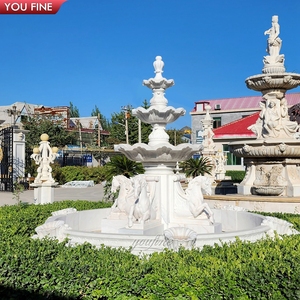Fuente de Pegaso de Mármol Tallada a Mano YOUFINE, Fuente de Agua Clásica de Tres Niveles para Jardín con Esculturas de Caballos Alados - Product Image 4