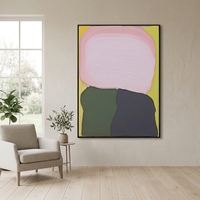 Peinture à l'huile 3D moderne à texture épaisse, peinte à la main, abstraite rose et verte, sur toile, tableau mural, taille personnalisable pour salon