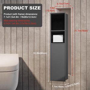 Portarotolo <span class=keywords><strong>da</strong></span> incasso personalizzato in acciaio inossidabile con <span class=keywords><strong>dispenser</strong></span> per carta igienica e <span class=keywords><strong>porta</strong></span> scopino <span class=keywords><strong>da</strong></span> parete con vano portaoggetti - Product Image 6