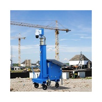 Nouveauté Ecosight ES2P-Mini 2*100W Panneau solaire inclinable manuellement Tour de surveillance CCTV sur chariot Mât de 15 pieds IP65 Étanche 1*200Ah