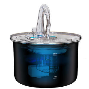 Fuente de agua para mascotas para gatos y perros con luz e indicador de nivel de agua visible, enchufe eléctrico, color negro, FT100 - Product Image 3