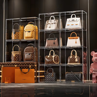 Boîte de présentation transparente pour sacs à main, boîtes de présentation pour sacs à main et cadeaux, bacs et boîtes de rangement en plastique avec porte magnétique