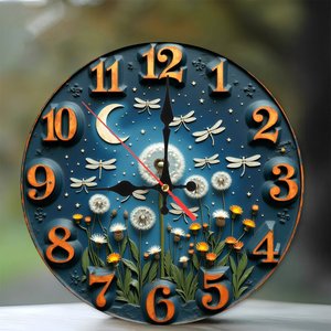 Round Wooden Wall <b>Clock</b> 25cm Rustic Country Silent Farmhouse Bedroom Living Room Wall <b>Clock</b> - Product Image 1