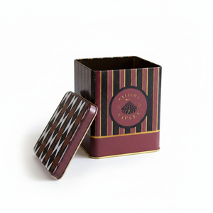 1.8L Vintage Circus Elegance Slip Lid Square Tin <b>Box</b> Recyclable Embossed Logo for Candy Food <b>Packing</b> 120x120x137mm Plastic Paper - Product Image 2